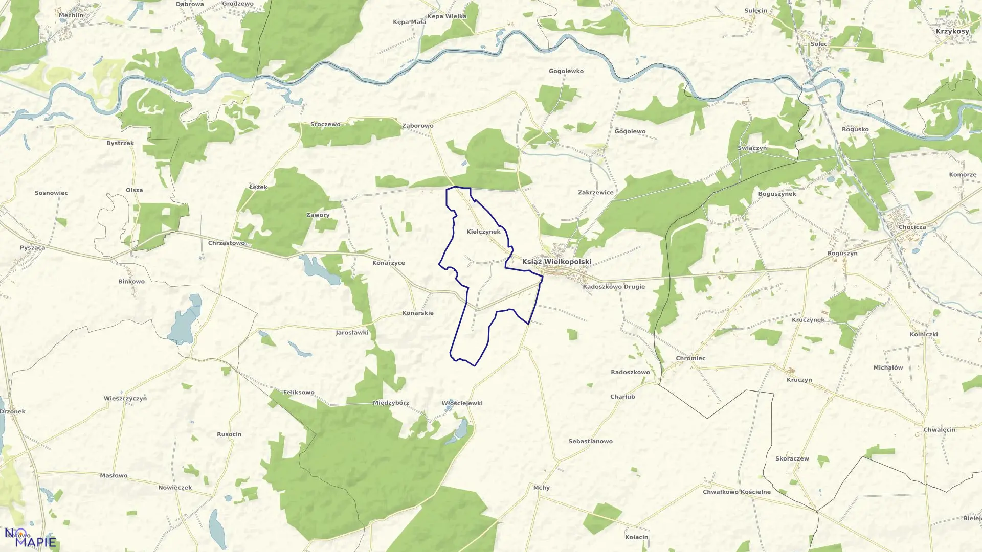 Mapa obrębu KIEŁCZYNEK w gminie Książ Wielkopolski